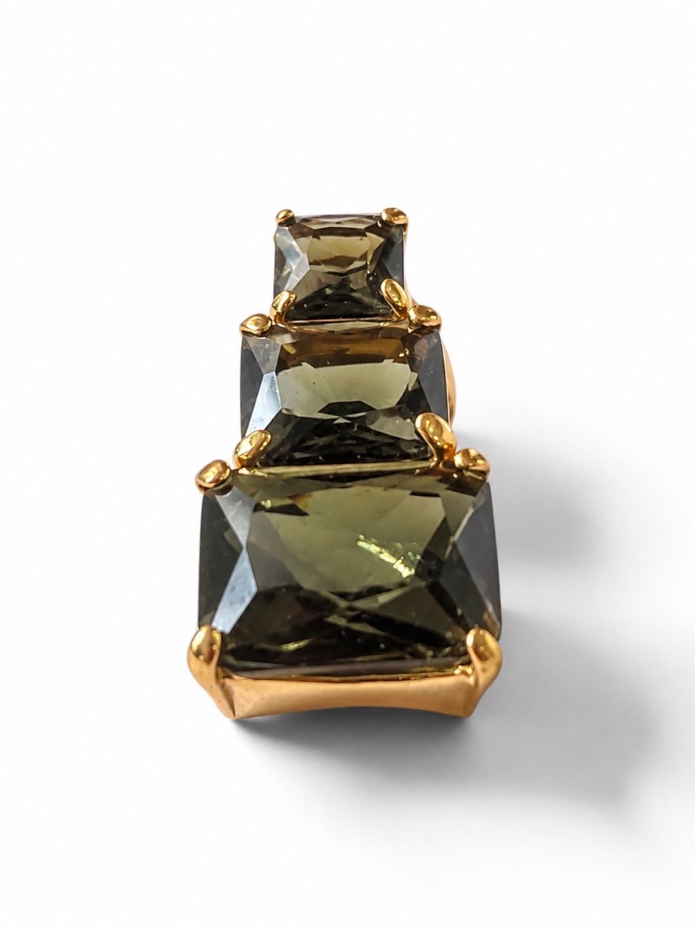 Gold-Tone BrownTriple-Stone ring